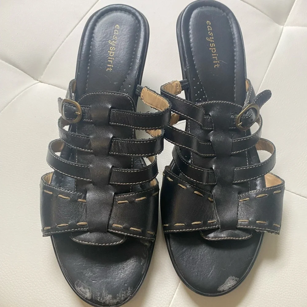 Easy Spirit Black Wedge Sandals